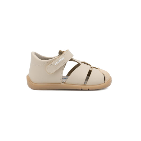 Sandalia Barefoot Titanitos Felix Crema Caramelo