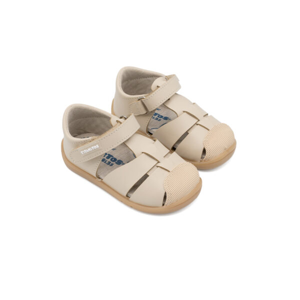 Sandalia Barefoot Titanitos Felix Crema Caramelo